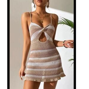 Crochet summer swim cover dress sz L